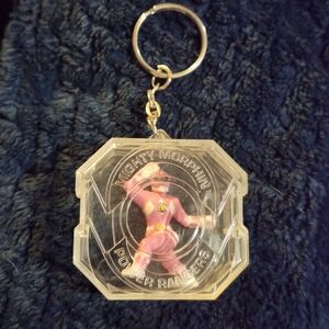 Vintage Mighty Morphin Power Rangers Pink Ranger Keychain 1993